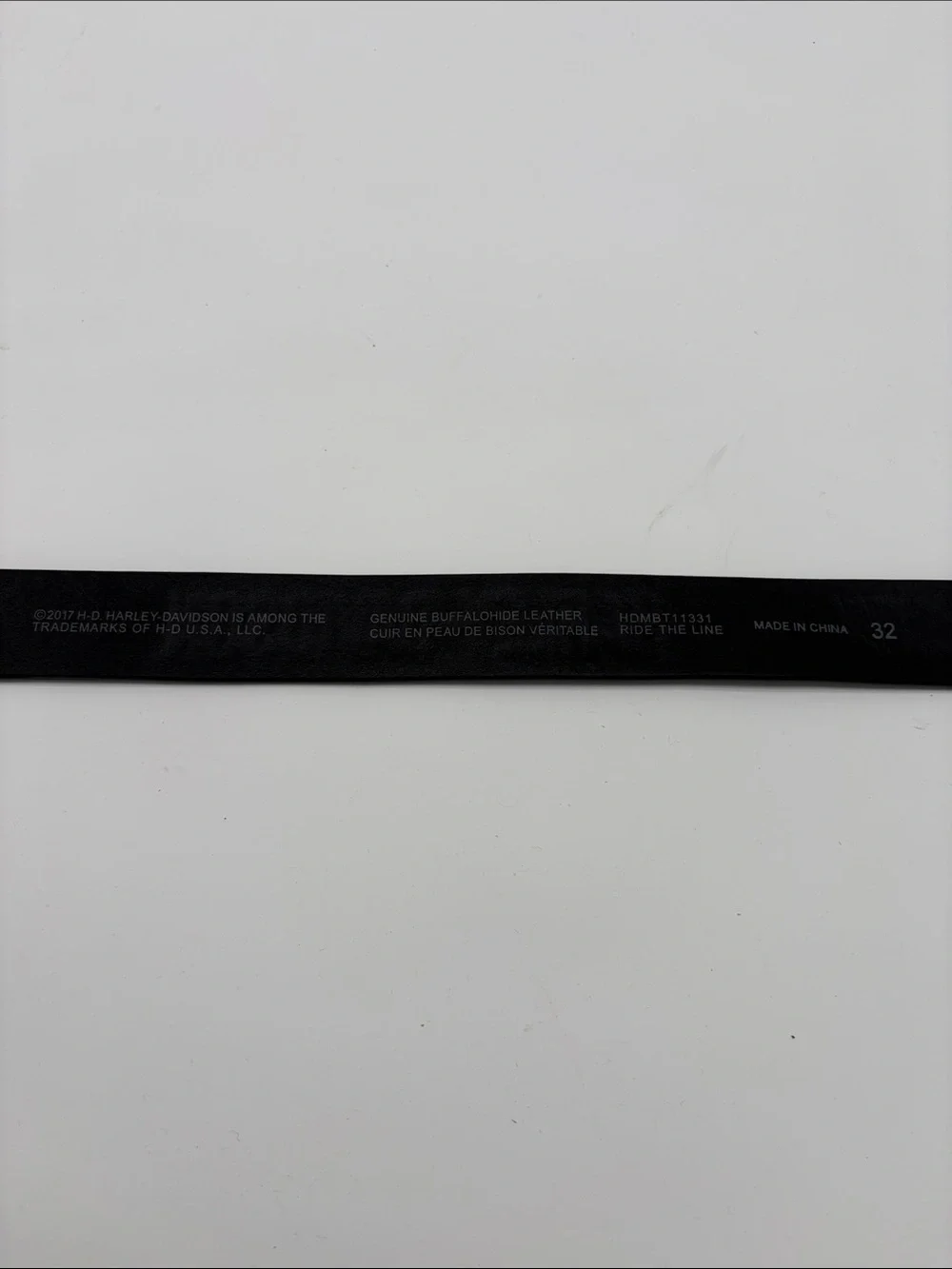 New Harley Davidson Ride The Line Black Buffalohide Spell Out Belt Men Size 32